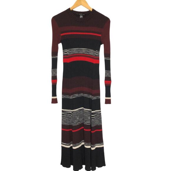 Proenza Schouler Space Dye Dress Ribbed Knit Long Sleeve Midi Multi Striped S - Picture 2 of 7
